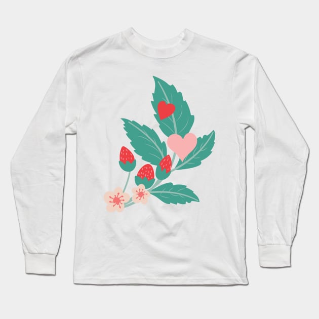 Strawberry Love Long Sleeve T-Shirt by SWON Design